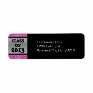 Gray Black Pink Class Of 2013 Velvet Look Custom Return Address Labels