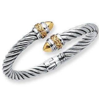 Phillip Gavriel 18K Gold & Sterling Silver Adjustable Bangle Bracelet 7.5" Cuff Bracelets Jewelry