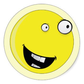 Happy Smiley Face Surprise Round Stickers