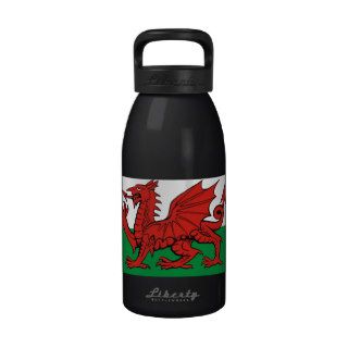 Welsh flag, "Cymru am byth",   The red dragon Reusable Water Bottles