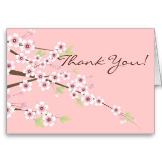 Cherry Blossom Pink & Brown Thank You Cards