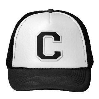 Spell it Out Initial Letter C in Black Ball Cap Hats