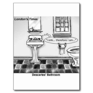 Descartes' Bathroom Funny Tees Mugs Cards & Gifts Post Card