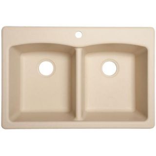 FrankeUSA Dual Mount Composite Granite 33x22x9 1 Hole Double Bowl Kitchen Sink in Champagne EDCH33229 1