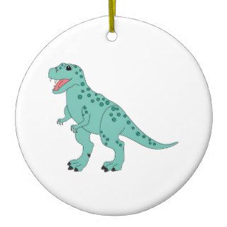 Green Spotted Cute T Rex Dinosaur Christmas Tree Ornaments