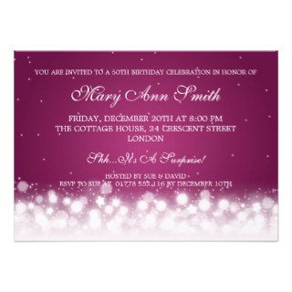 Elegant 50th Birthday Party Magic Sparkle Pink Personalized Invite