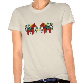 Colorful Swedish Dala Horse Twins Tee Shirts