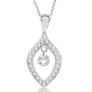 Unique Shaped Diamond Pendant Necklace 14k White Gold (0.20ct) Allurez Jewelry