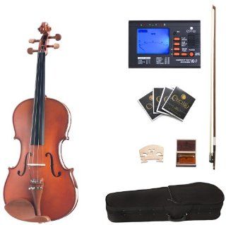 Cecilio CVA 400 15.5 Inch Solid Wood Flamed Viola with Chromatic Tuner Musical Instruments