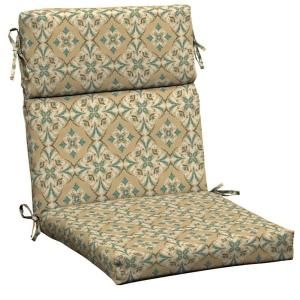 Hampton Bay Roux And Turquoise Medallion Outdoor Dining Chair Cushion DISCONTINUED JC23062B 9D1