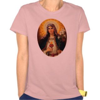 Christian Art of Sacred Heart of Jesus and Mary Tee Shirt