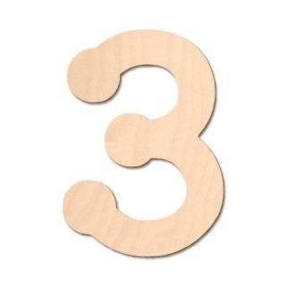 Design Craft MIllworks 8 in. Baltic Birch Bubble Wood Number (3) 47065