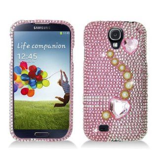 Plastic Hard Cover 3D Light Pink Pearl And Hearts Bling Snap On Case For Samsung Galaxy S4 IV i9500 (StopAndAccessorize) Cell Phones & Accessories