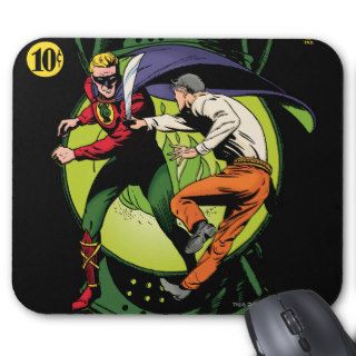 Green Lantern with cape in fight Mouse Pads