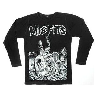 Bravado Misfits Graveyard Long Sleeve Thermal T shirt Black Clothing