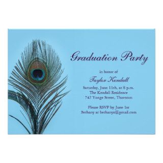 Turquoise Peacock Graduation Invitation