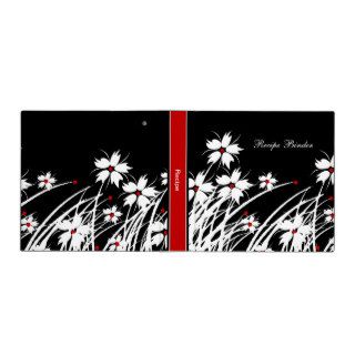 Recipe Floral Red Black White DECOR SETS 3 Ring Binders