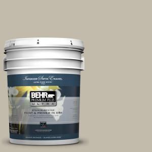 BEHR Premium Plus Ultra Home Decorators Collection 5 gal. #HDC FL13 10 Wilderness Gray Satin Enamel Interior Paint 775405