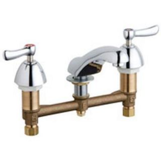 Chicago Faucets 8 in. Widespread 2 Handle Low Arc Bathroom Faucet in Chrome with 5 in. Center to Center Rigid Cast Brass Spout 404 ABCP