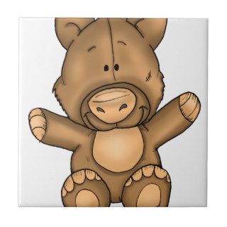 Cute adorable Cartoon Teddy Bear Hug Tile
