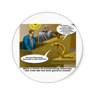 Lizzie Borden Trial Funny Cartoon Gifts Round Stickers