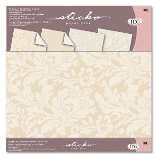 Sticko I Do Beige Scallop Paper Pack   Cardstock Papers