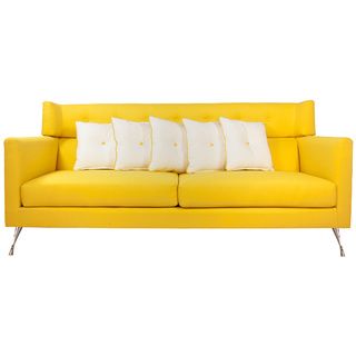 inncdesign Louella Yellow Buttoned Sofa Sofas & Loveseats