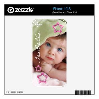 Cute Stars Baby Name and Photo Skin iPhone 4S Decals