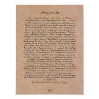 DESIDERATA Poster on Tanned Leather