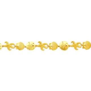  14K Gold Seashell Fancy Link Bracelet 7.25" Jewelry