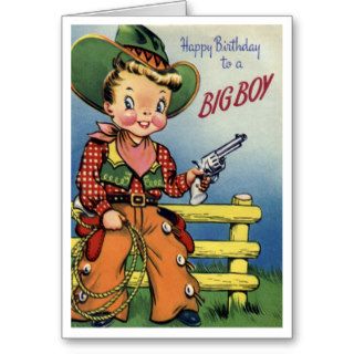 Cowboy   Retro Happy Birthday Card