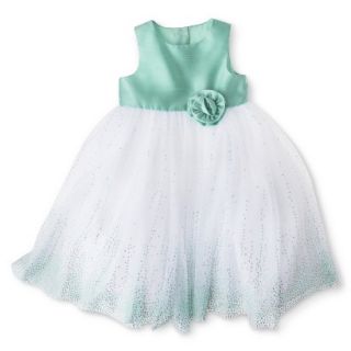 Cherokee Infant Toddler Girls Sleeveless Glitter Empire Dress   Aqua 12 M