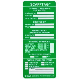 Brady SCAF STSI593 7 5/8" Height, 3 1/4" Width, Polyester, Green Color Scafftag Inspection Inserts (Pack Of 100) Industrial Lockout Tagout Tags