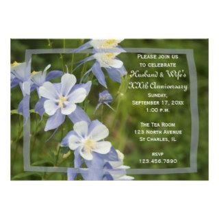 Blue Columbine Wedding Anniversary Party Invite