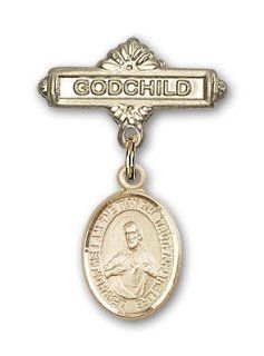 JewelsObsession's 14K Gold Baby Badge with Scapular Charm and Godchild Badge Pin Jewels Obsession Jewelry
