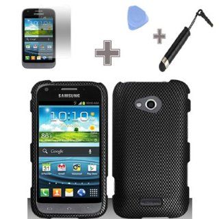 Rubberized Black Grey Carbon Fiber Check Snap on Design Case Hard Case Skin Cover Faceplate with Screen Protector, Case Opener and Stylus Pen for Samsung Galaxy Victory 4G LTE L300   Sprint Cell Phones & Accessories