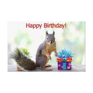 Happy Birthday Squirrel Gallery Wrap Canvas