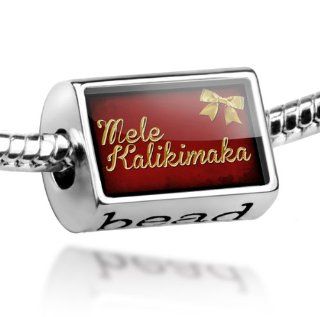 Bead Merry Christmas in Hawaiian from Hawaii   Charm Fit All European Bracelets, Neonblond Jewelry