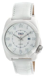 TKO ORLOGI Women's TK576 WT Genuine Ceramic Case White Leather Strap Watch Watches