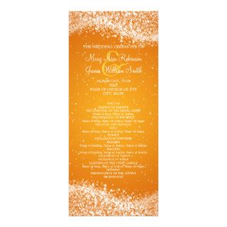 Elegant Wedding Program Sparkling Wave Orange Custom Invitations