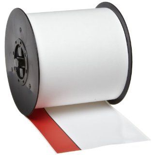 Brady 113221 MiniMark 100' Length x 4" Width, B 595 Vinyl, White Indoor/Outdoor Industrial Label Printer Preprinted Red Stripe Tape