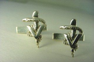 Sterling Silver Veterinary Caduceus Cuff Links by The Magic Zoo Jewelry