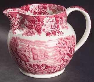 Enoch Wood & Sons English Scenery Pink (Older,Smooth) 32 Oz Pitcher, Fine China
