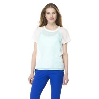 Mossimo Womens Colorblocked Woven Tee   Blue Wave M