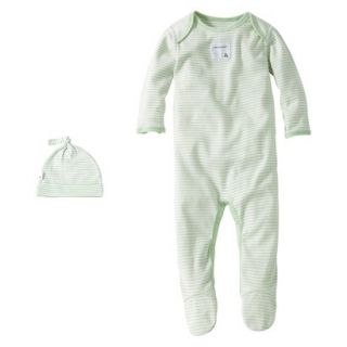 Burts Bees Baby Newborn Neutral Stripe Coverall and Hat Set   Leaf 0 3 M