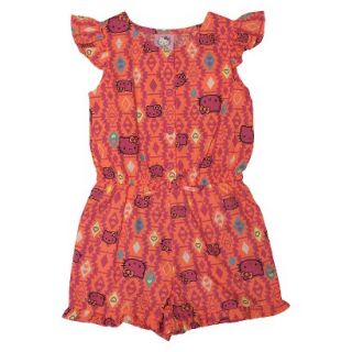 Hello Kitty Infant Toddler Girls Cap Sleeve Aztec Romper   New Coral 12 M