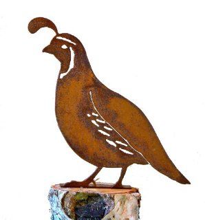 Elegant Garden Design Male Quail, Steel Silhouette with Rusty Patina Toys & Games