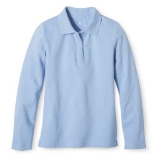 Cherokee Girls School Uniform Long Sleeve Polo   Windy Blue L
