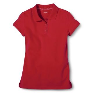 Cherokee Girls School Uniform Short Sleeve Pique Polo   Red Pop XL
