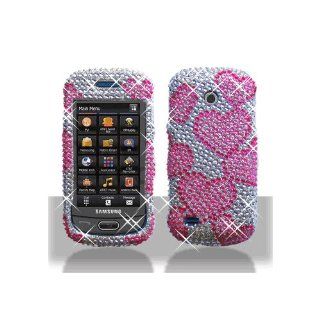 Silver Pink Heart Bling Gem Jeweled Crystal Cover Case for Samsung Eternity II 2 SGH A597 Cell Phones & Accessories